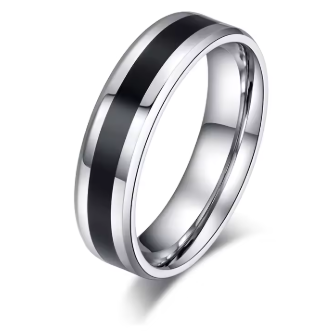 Black Stripe Silver ring