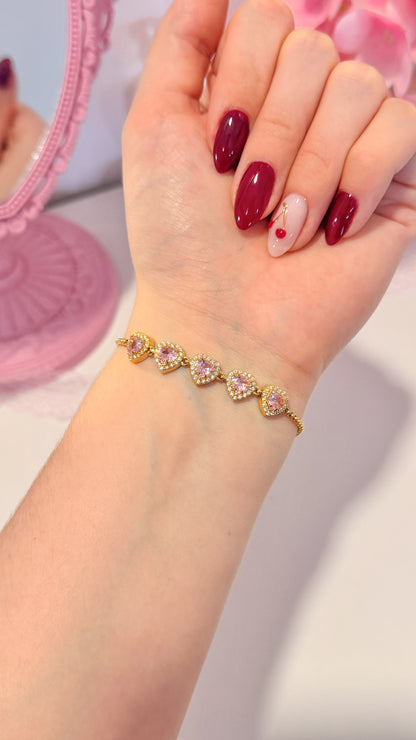 Princess Hearts bracelet rosa
