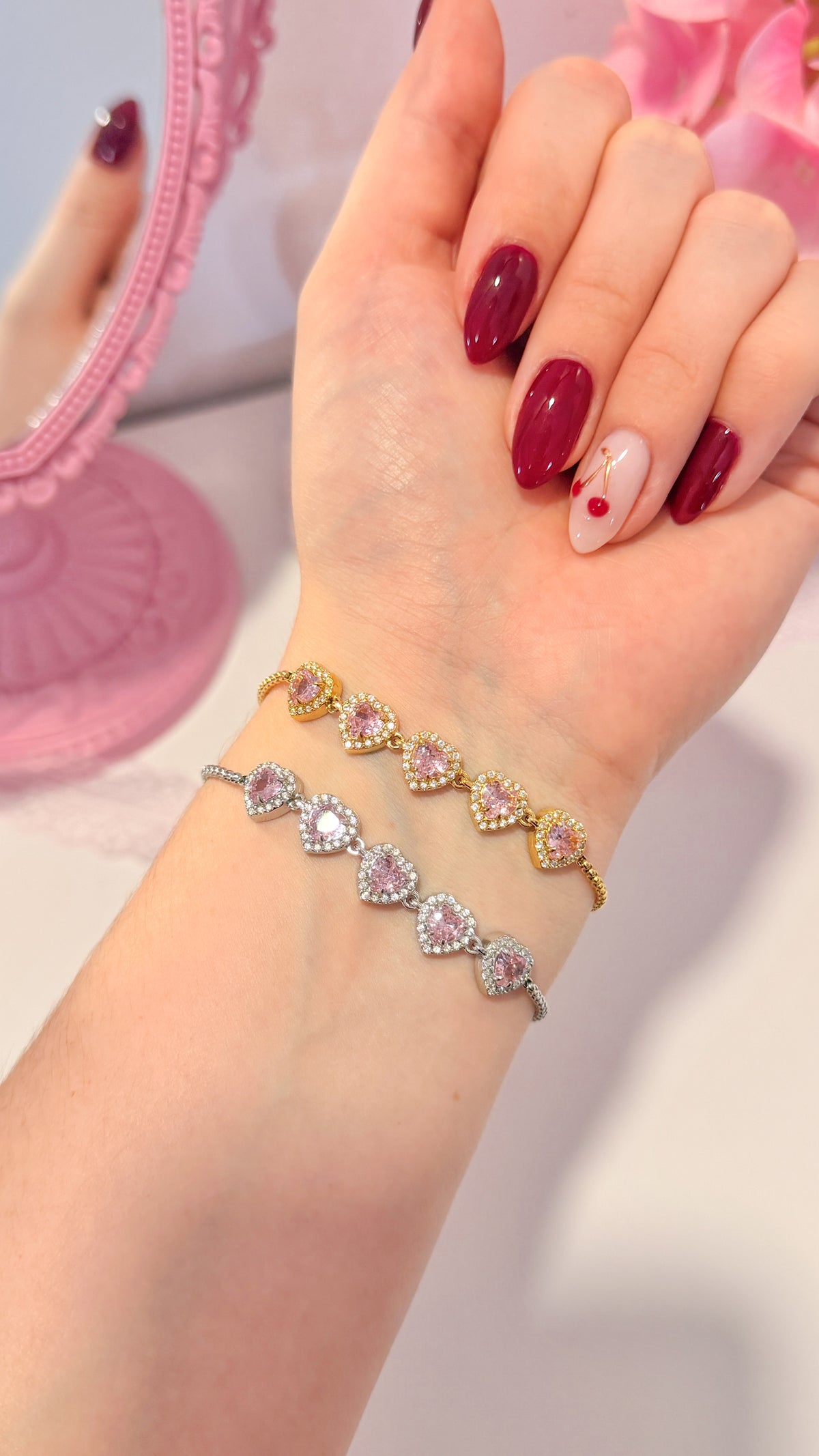 Princess Hearts bracelet rosa