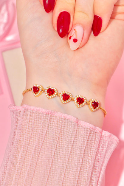 Princess Hearts bracelet rojo