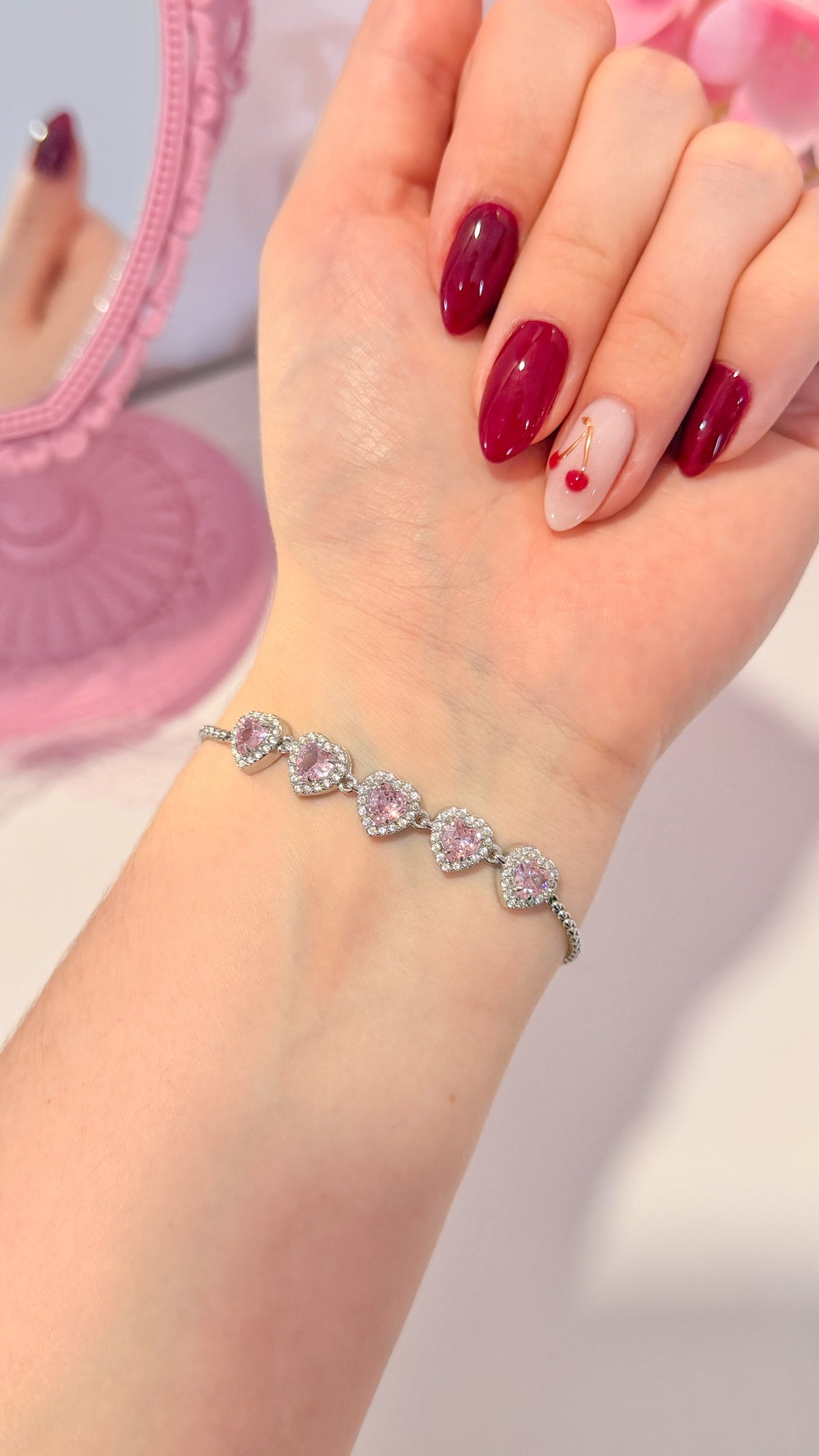 Princess Hearts bracelet rosa