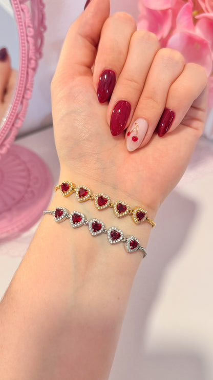 Princess Hearts bracelet rojo