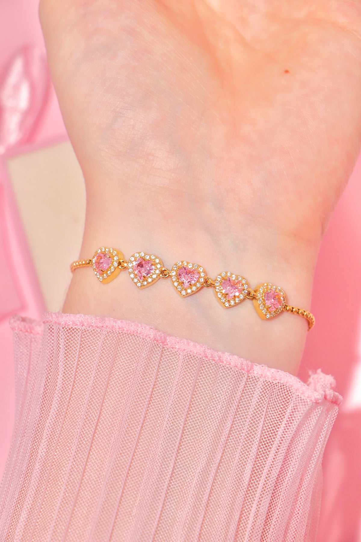 Princess Hearts bracelet rosa