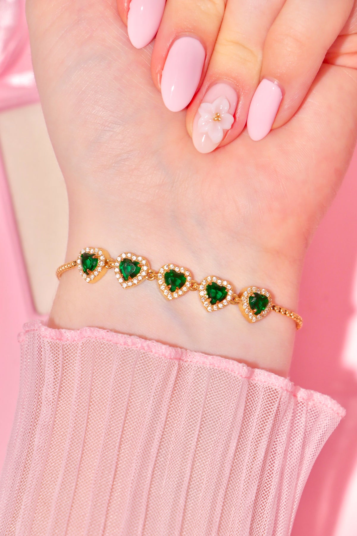 Princess Hearts bracelet verde