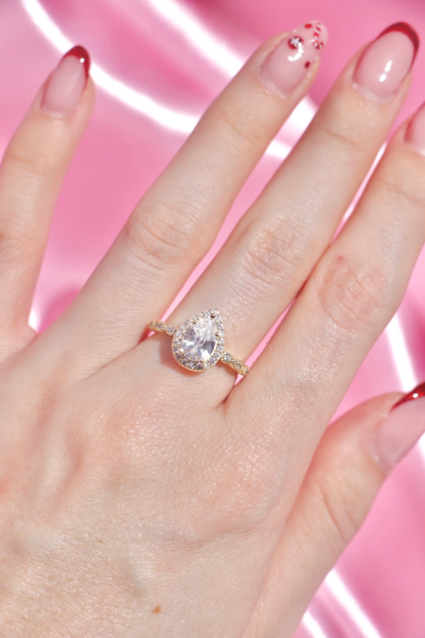 Pear Halo ring