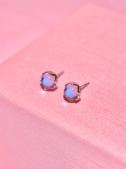 Round Moonstone studs