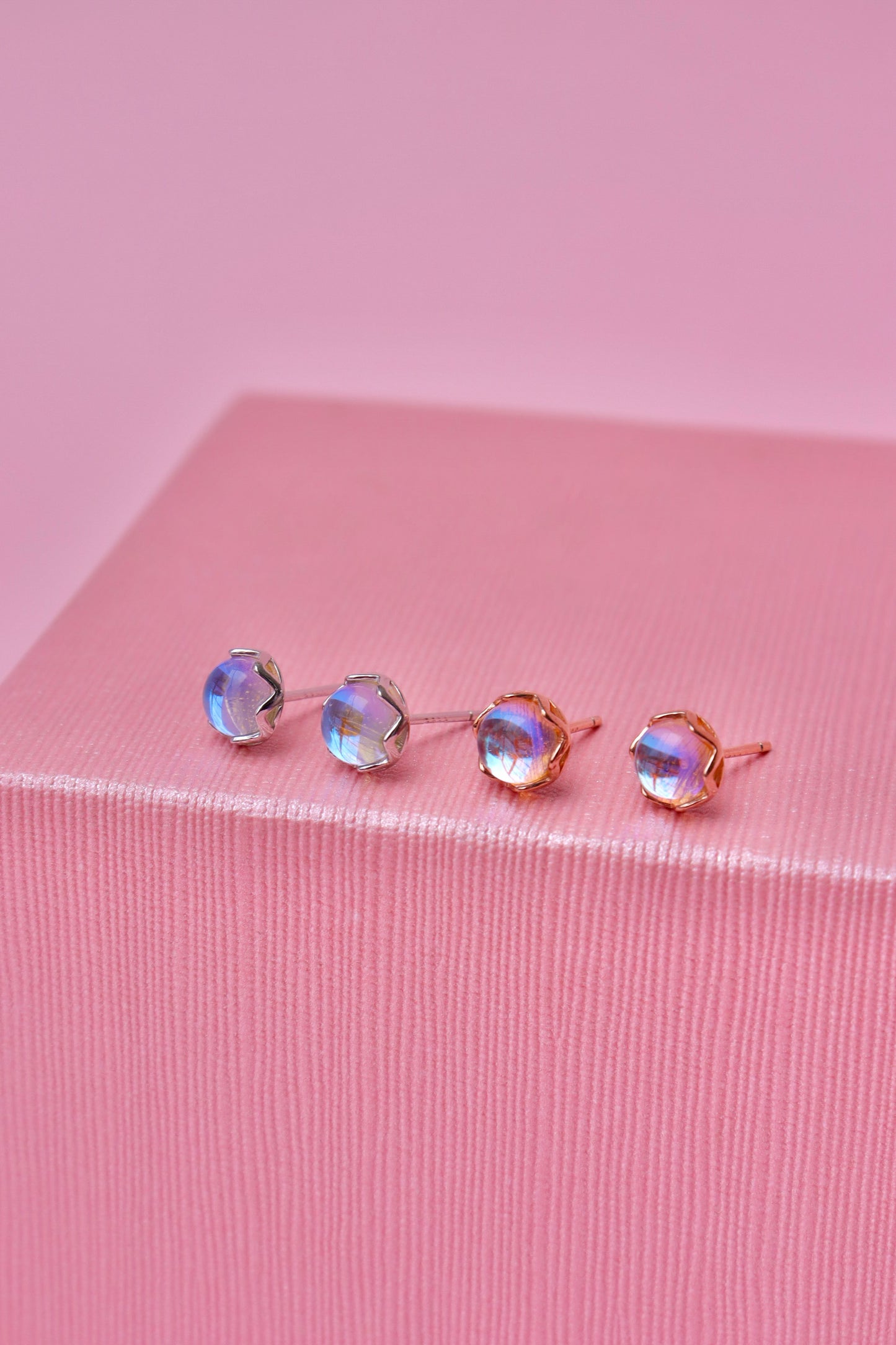 Round Moonstone studs