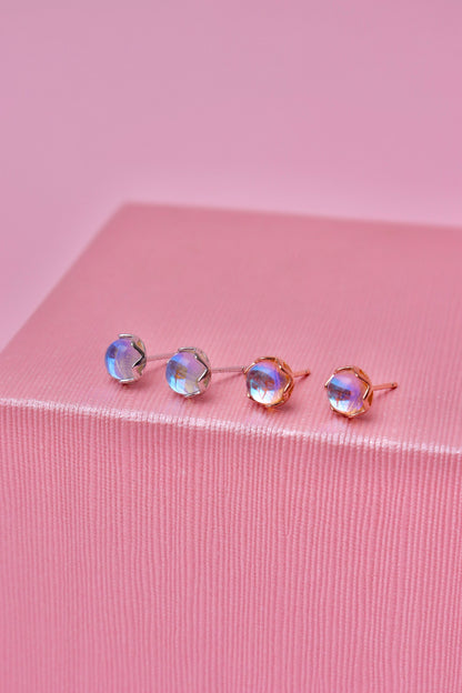 Round Moonstone studs