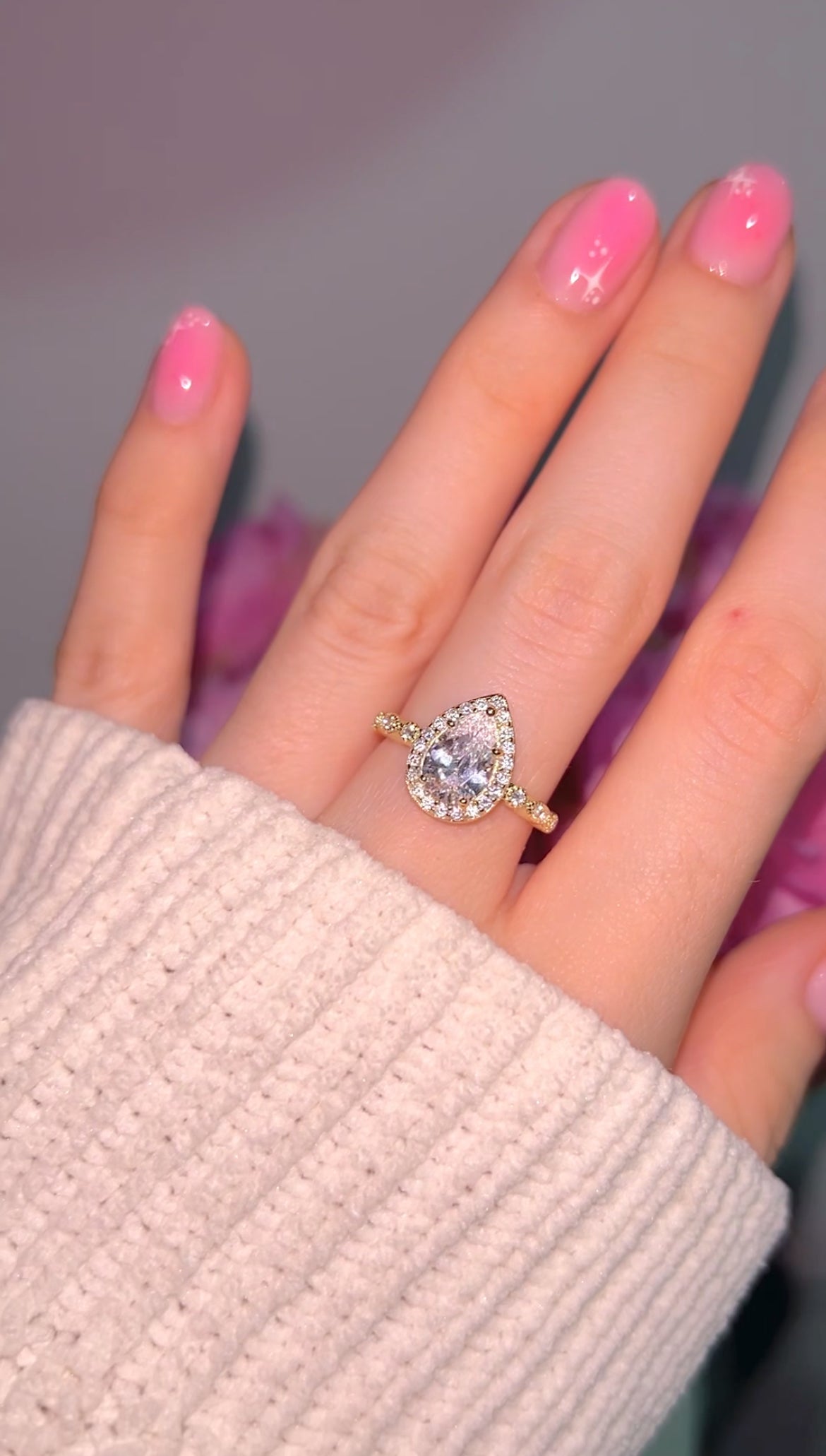 Pear Halo ring